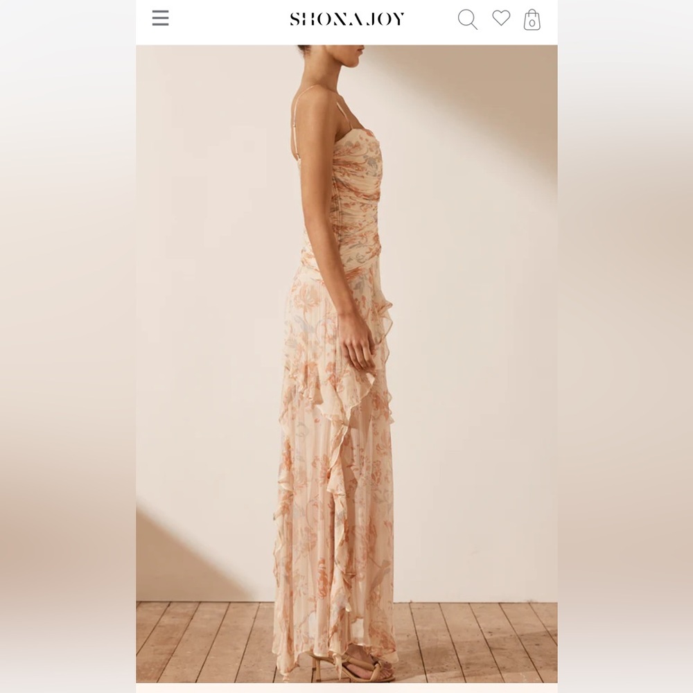 FAYE RUCHED FRILL MAXI DRESS